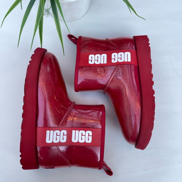 UGG mini classic Winter boots warm cozy fall boots Clear in red Size 5 Women - Picture 7 of 12
